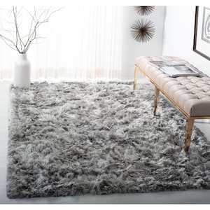 Ocean Shag Silver 2 ft. x 3 ft. Solid Area Rug