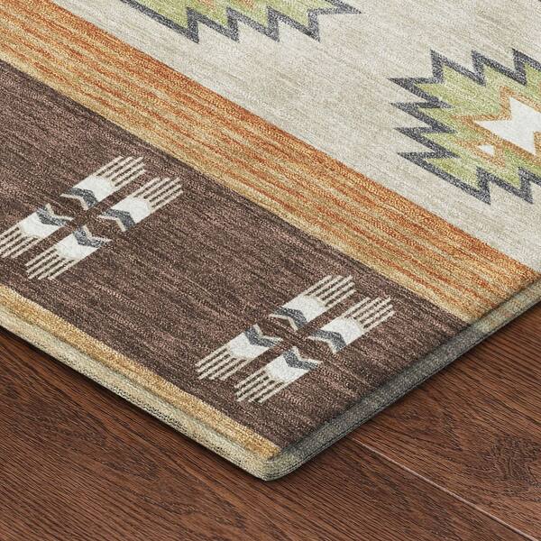 Mayfield Premium Machine Washable Abstract AMF2541 Chocolate 8 ft. x 10 ft. Area Rug