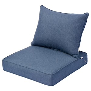 Tecci 24 in. x 24 in. Olefin 2-Piece Deep Seating Outdoor Lounge Chair Cushion in Denim Blue