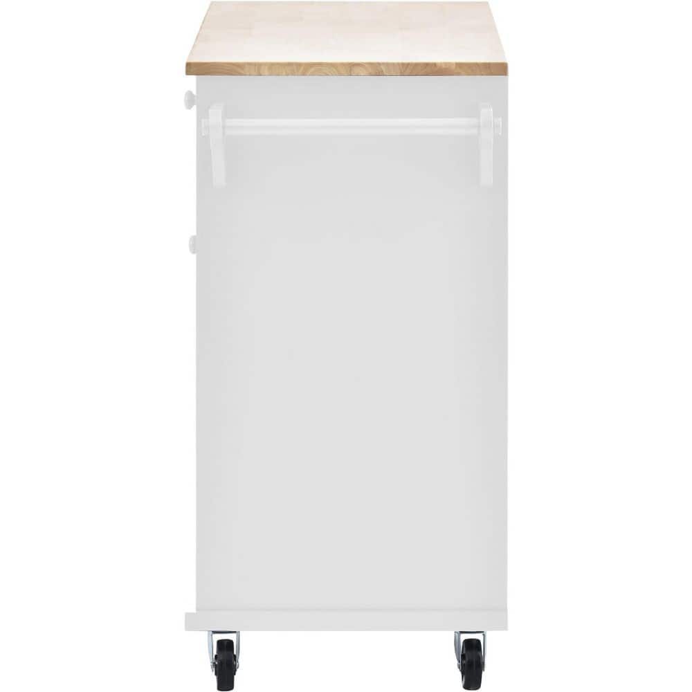 White Wood Kitchen Cart with Spice Rack and Storage
