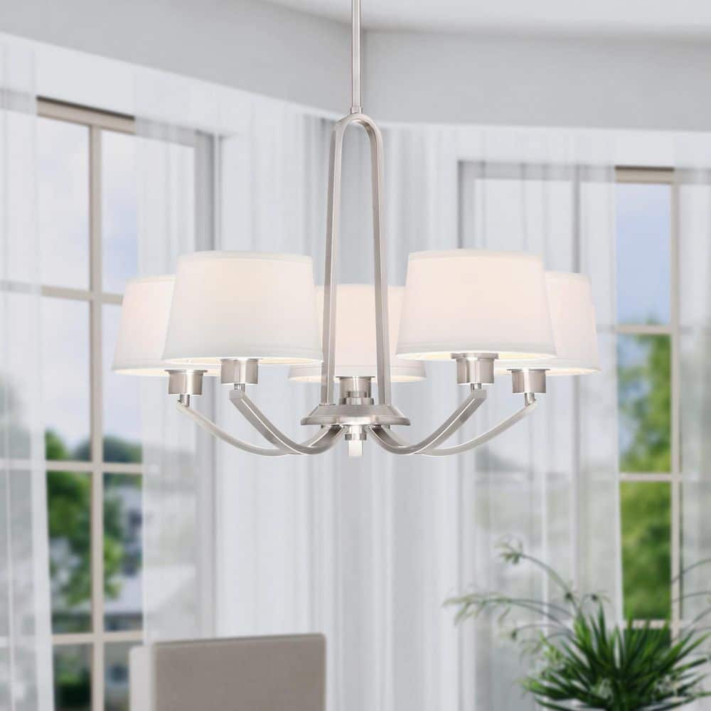 Studio 5-Light Satin Platinum Transitional Classic Chandelier for Dining Areas with No Bulbs Included price history on PriceWatchPro