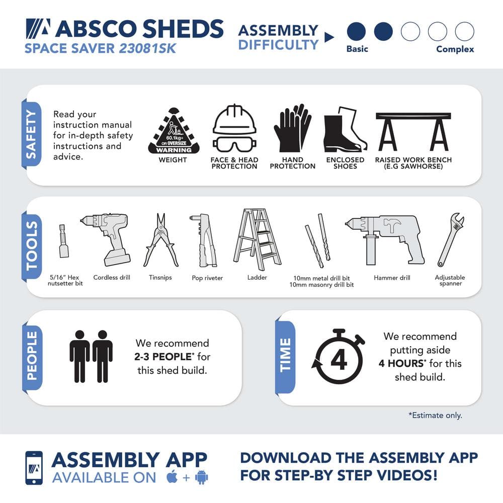 Absco 7x3 Gray Galvanized Steel Storage Shed Kit