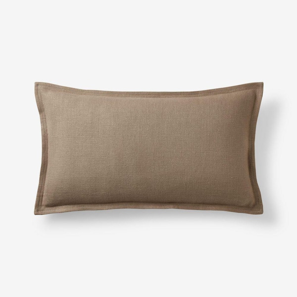 Legends Hotel Taupe Linen 12 in. X  21 in. Throw Pillow Cover