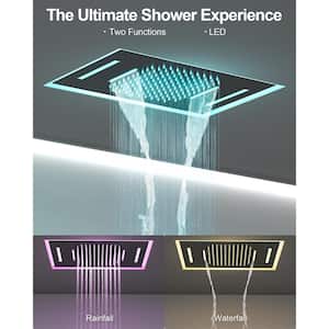 Smart LED 23 x 15 in. 15-Spray Multi-Function Wall Bar Shower Kit with 6-Body Spray Matte Black (Valve Included)