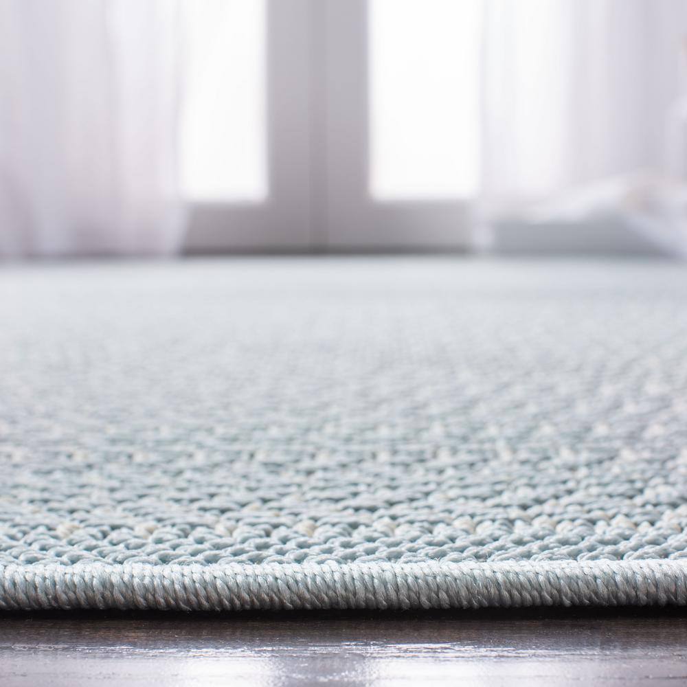 Light Blue/Ivory Synthetic 78'' Square Easy-Care Area Rug