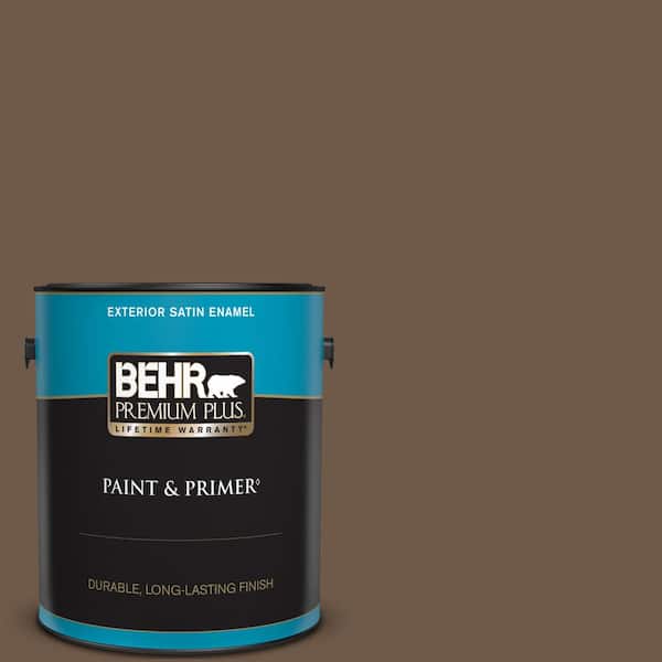 BEHR PREMIUM PLUS 1 gal. #N230-7 Rustic Tobacco Satin Enamel Exterior Paint & Primer