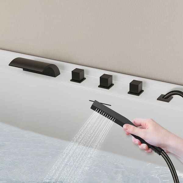 3 Handle 2-Spray Tub and Shower Faucet 1.8 GPM in Matte Black Valve Included