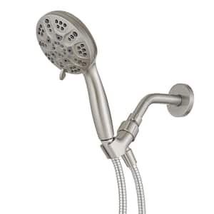 6-Spray 4.3 in. Wall Mount Handheld Shower Head 1.8 GPM Extra Long Stainless Steel Hose and Adjustable Bracket in Nickel