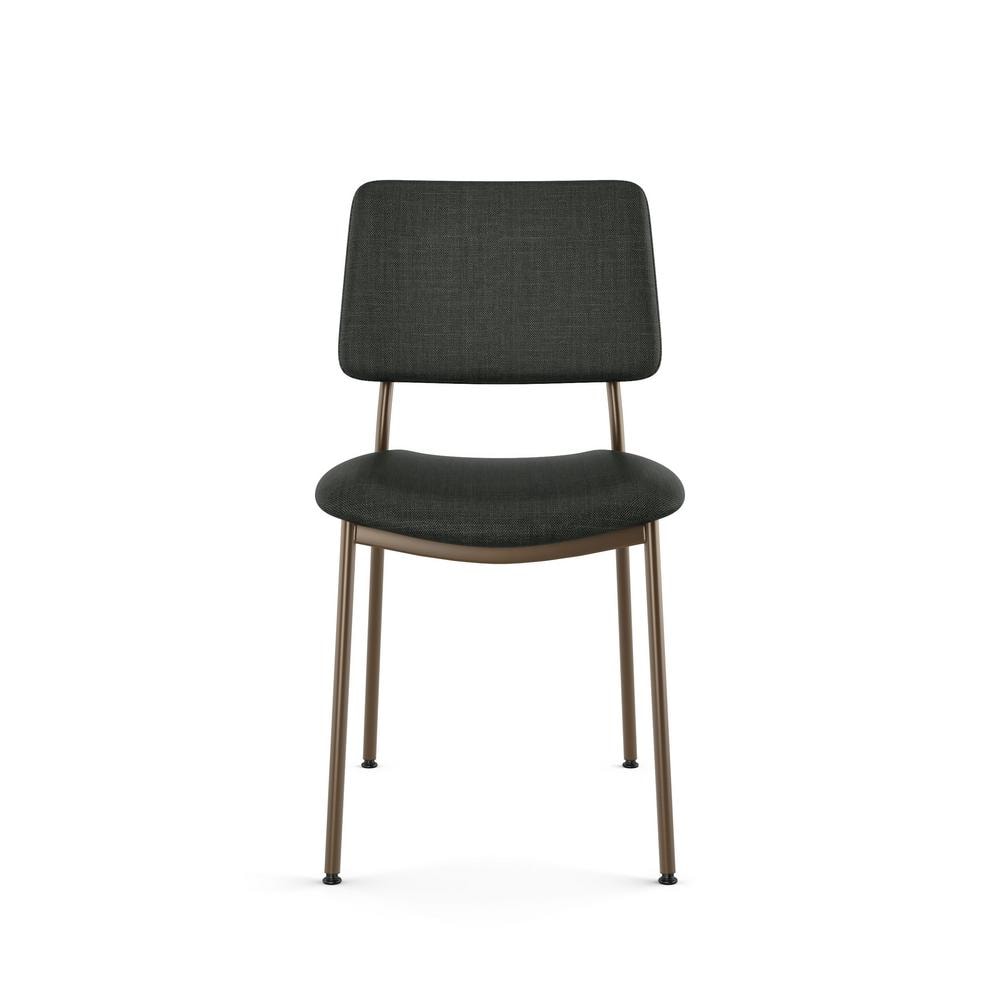High Back Black Polyester and Bronze Metal Side Chair