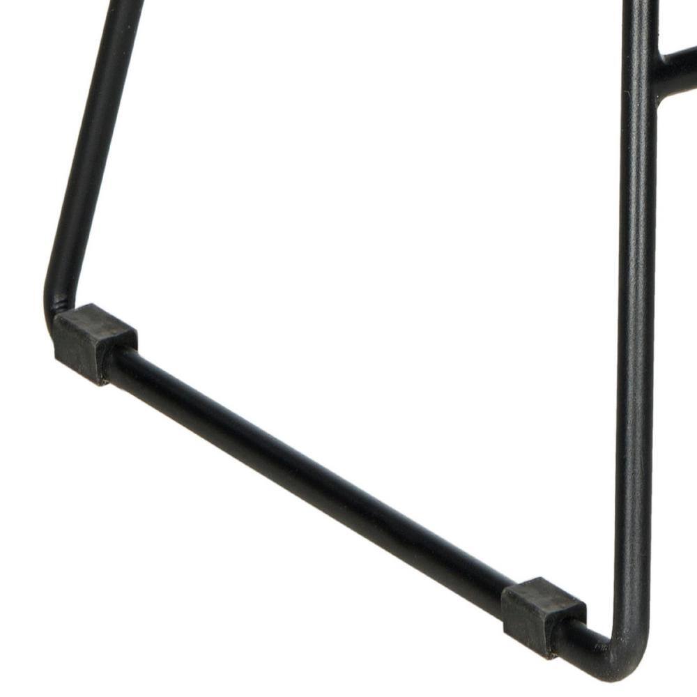 Citron Green Leather and Iron Backless Bar Stools, Set of 2