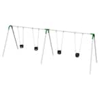 Double Bay Commercial Bipod Swing Set with Tot Seats and Green Yokes