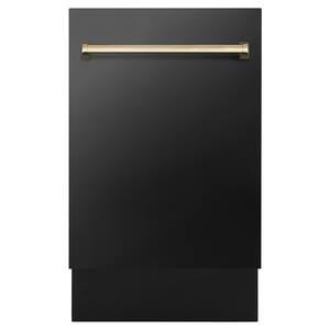 Autograph 18" Black Stainless Steel with Gold Handle Top Control 51dBA Dishwasher and Compact 3rd Rack