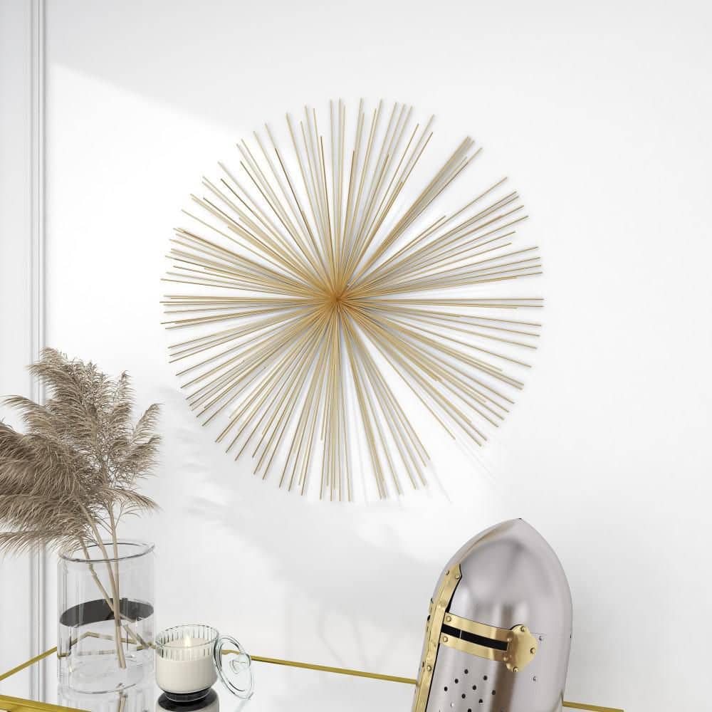 Gold Metal Starburst 3D Wall Sculpture for Modern Homes