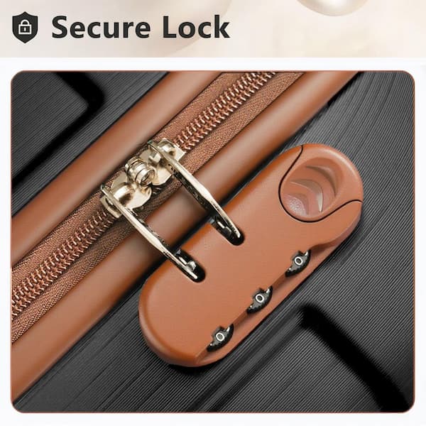 Merax Black and Brown 3-Piece ABS Hardshell Double Spinner Luggage