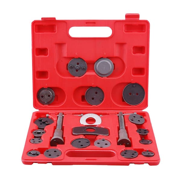 SPEEDWAY Universal Disc Brake Caliper Piston Pad Auto Car Wind Back Tool Kit  with Case (21-Piece) 30919 - The Home Depot