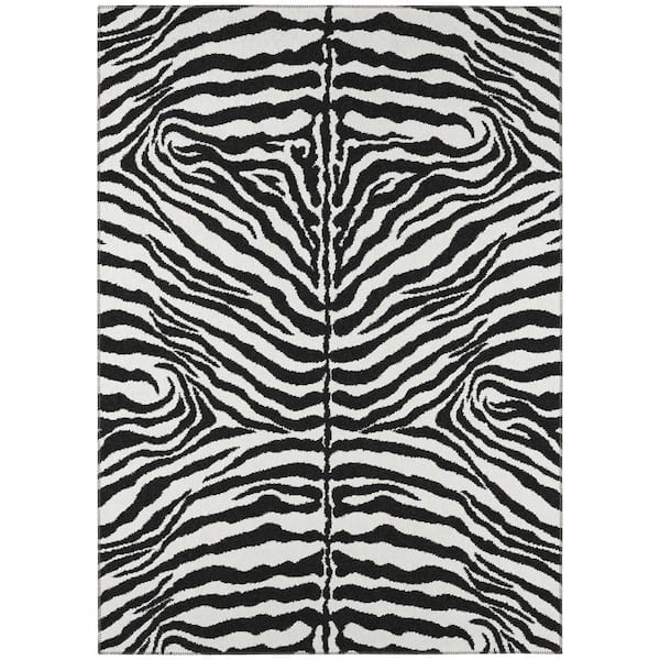 Safari Black 9 ft. x 12 ft. Indoor/Outdoor Washable Indoor/Outdoor Washable Rug