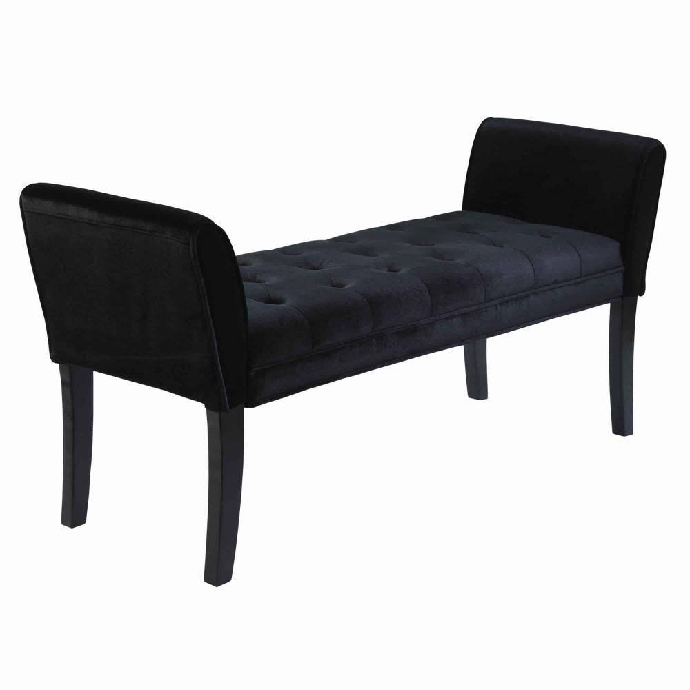 Benjara 53 in. Black Backless Bedroom Bench with Flared Cushioned