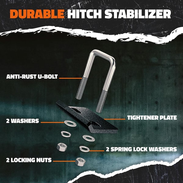 Mockins 1.25 in. - 2 in. Hitch Stabilizer and Tightener with Anti-Rust Coating for Hitch Mounted Cargo Carriers