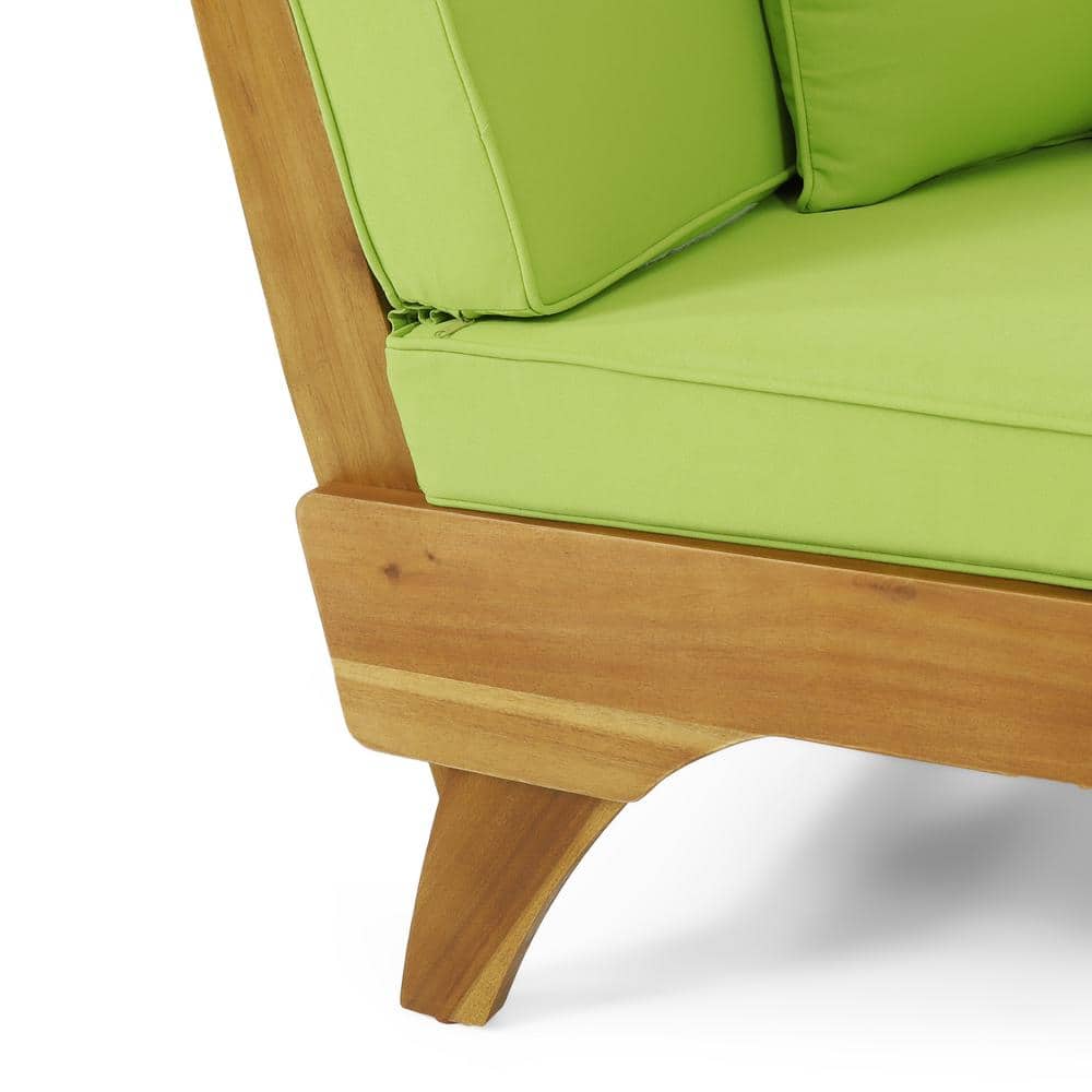 Expandable Teak Daybed with Light Green Cushions