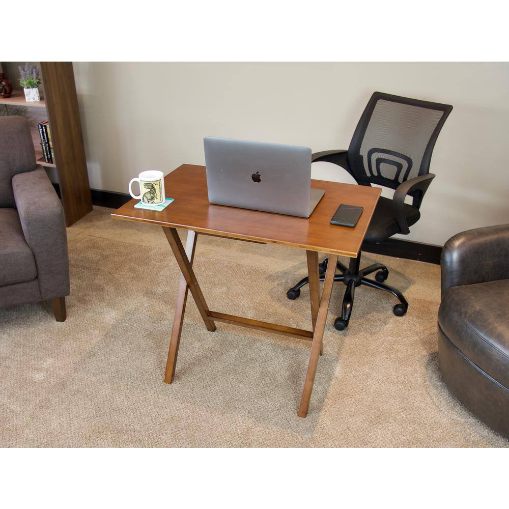 Caramel Bamboo Folding Desk with Rounded Edges