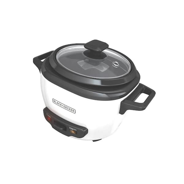 BLACK+DECKER 3-Cup White Rice Cooker with Steaming Basket and Non-Stick Pot  RC503 - The Home Depot