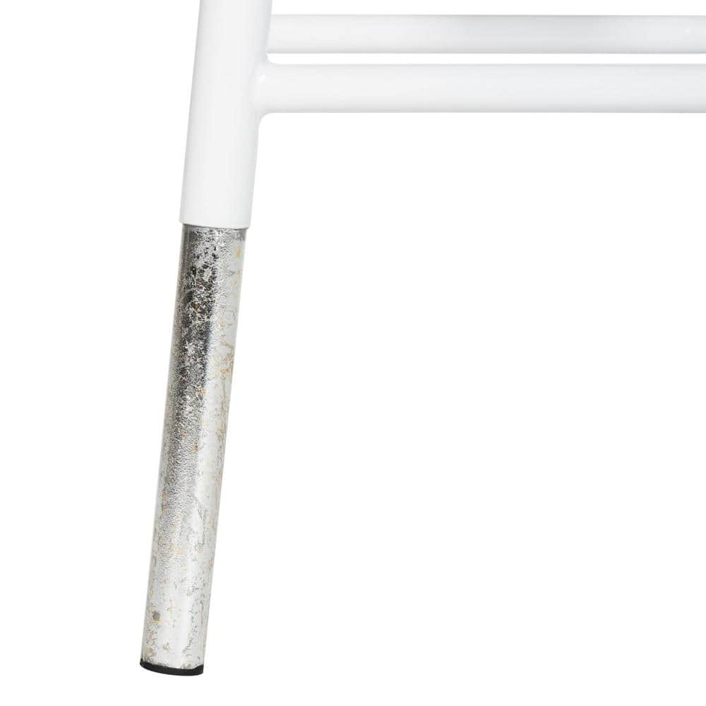 Transitional Silver-Dipped 24" White Metal Counter Stool