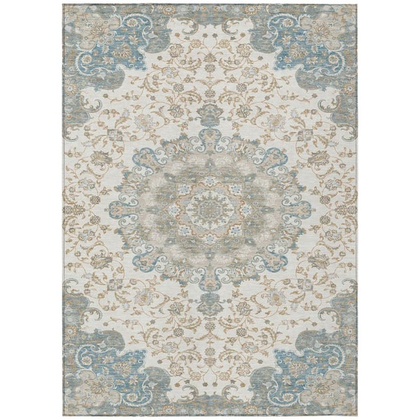 Chantille Machine Washable Indoor/Outdoor Abstract ACN2489 Ivory 8 ft. x 10 ft. Area Rug