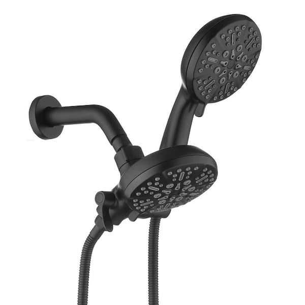Fapully 5-Spray Wall Mount 4.72 in. Handheld Shower Head 2.5 GPM, 2 in 1 Head Shower and Head Shower in Matte Black