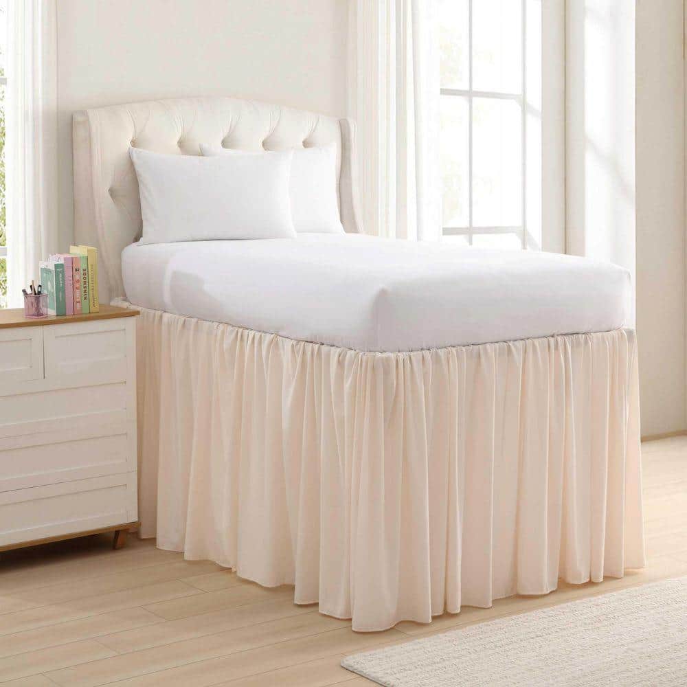 Laura Ashley LA Washed Solid Pink Microfiber TwinXL 42in Drop Bed