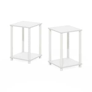 Turn-N-Tube 13.4 in. White/White Square Wood End Table (Set of 2)