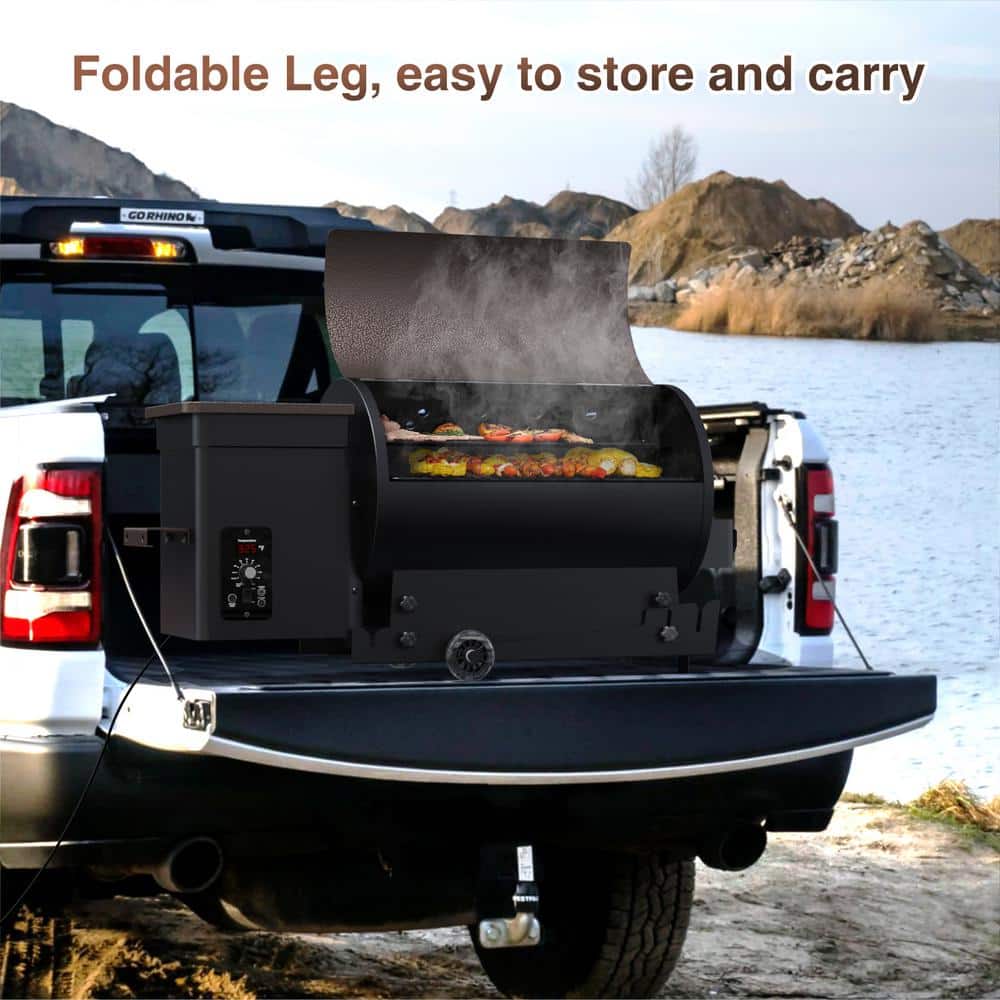 Bronze 456 sq. in. Wood Pellet Grill with Foldable Legs