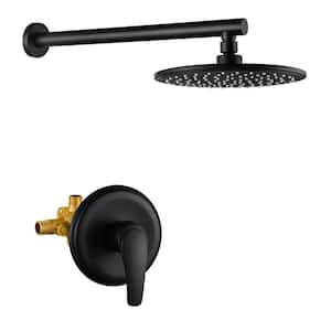 Single Handle 1-Spray Wall Mount Shower Faucet 1.8 GPM with Pressure Balance 9 in. Brass Shower System in Matte Black