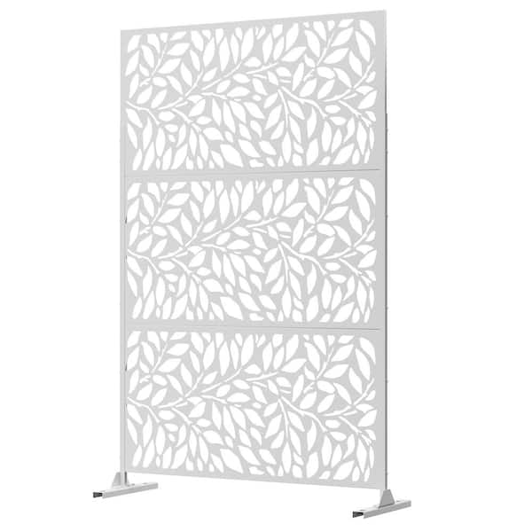 Dovelina 76 in. Galvanized Steel Garden Fence Outdoor Privacy Screen Garden Screen Panels Spring Pattern in White