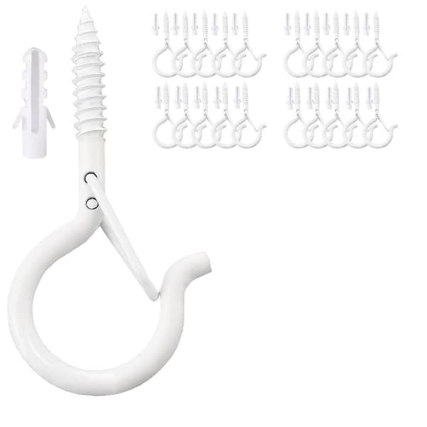 20 Pcs White 2.2in Windproof Q Hooks Safety Buckle for Outdoor Lights Plants