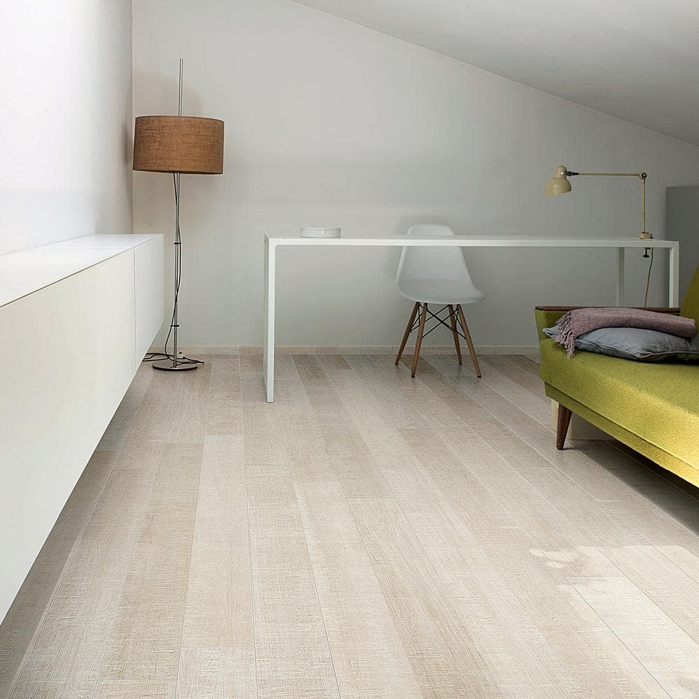 White 8" x 48" Matte Porcelain Wood Look Tile