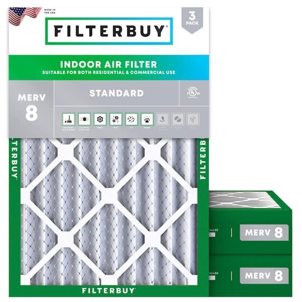 10 in. x 16 in. x 4 in. MERV 8 (FPR 5) Dust Defense Pleated HVAC AC Furnace Air Filters Replacement (3-Pack)