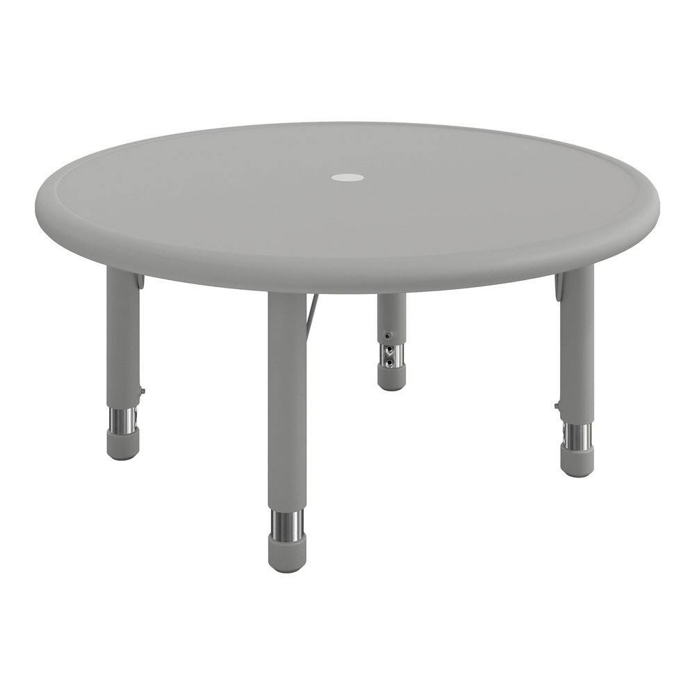 Wren Adjustable Soft Gray Round Kids Activity Table with Plastic Top for 4