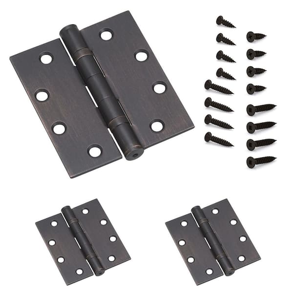 Onward 4 in. x 4-1/2 in. Oil-Rubbed Bronze Full Mortise Ball Bearing Butt Hinge with Removable Pin (3-Pack)