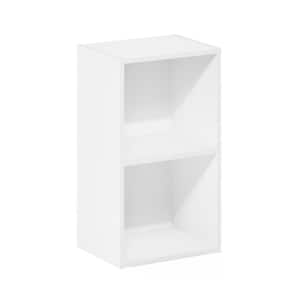 Pasir 21.2 in. Tall White Wood 2-Shelf Standard Bookcase