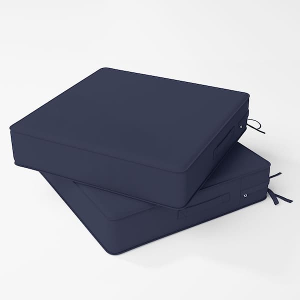 18.5 in. x 16 in. x 4 in. (2-Pack) Square Outdoor Patio Seating Repacement Lounge Chair Dining Seat Cushion Navy Blue