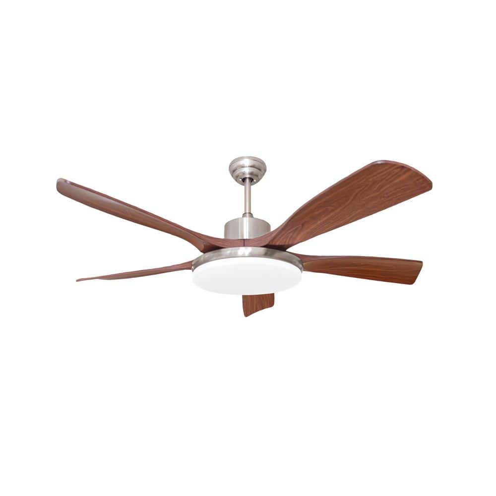 52 in. Smart Integrated LED Light Indoor Nickel 6-Speed 3-Colors Ceiling Fa