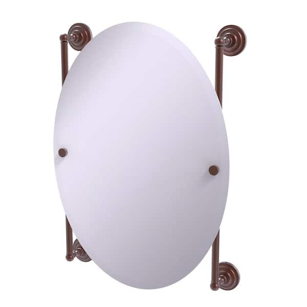 Allied Brass Que New Collection Oval Frameless Rail Mounted Mirror in Antique Copper