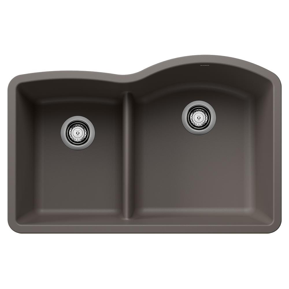 DIAMOND 32 in. Undermount Double Bowl Volcano Gray Granite Composite Kitche