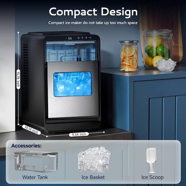 EUHOMY 9.4 in. 30 lb. Crescent Ice Portable Countertop Ice Maker