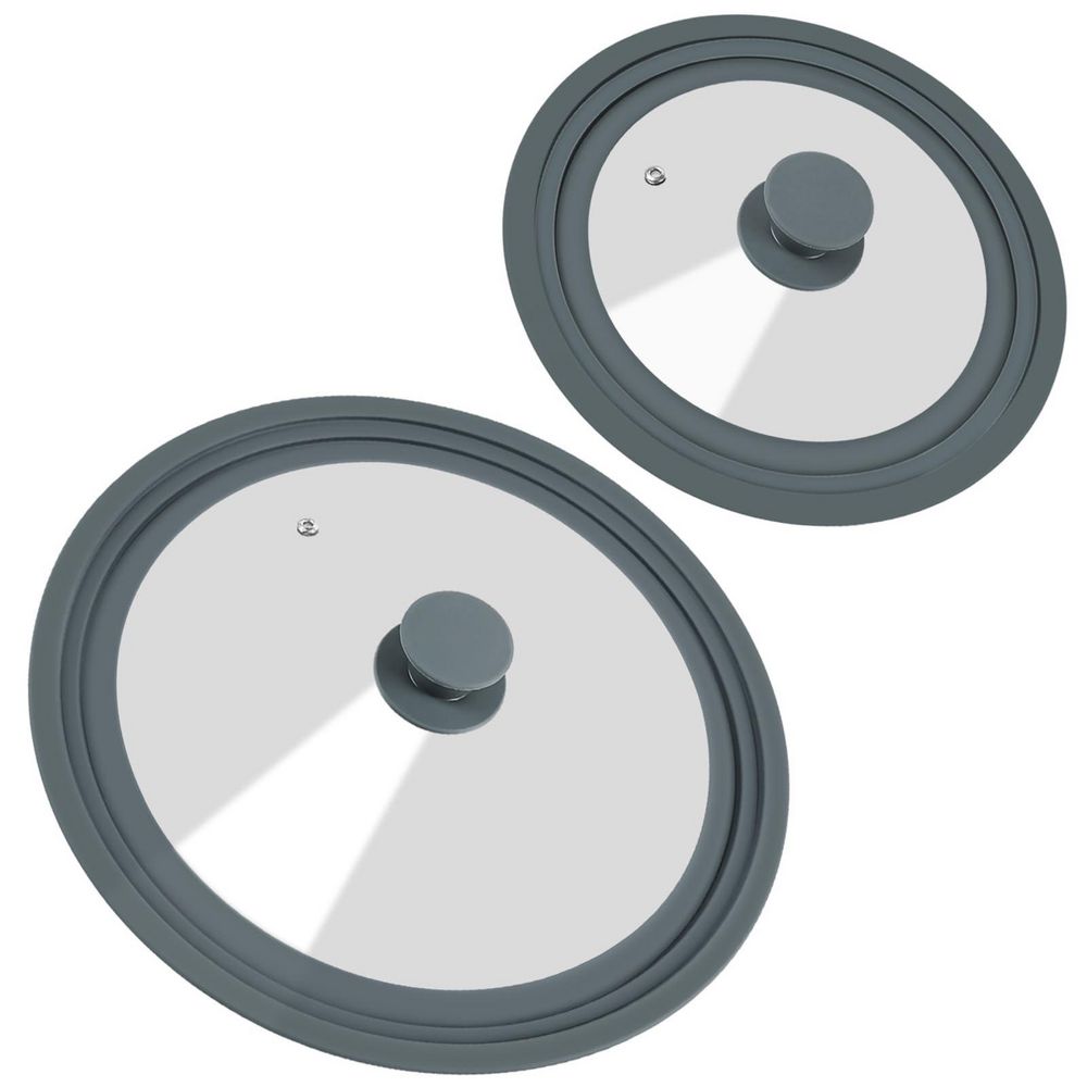 2-Pack Tempered Glass Pot Lid for Pots, Pans and Skillets, Fits 7 in., 8 in., 9 in., 10 in., 11 in., 12 in. Dia