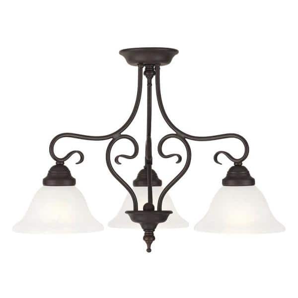 Timeless Bronze 3-Light Chandelier with White Alabaster Glass