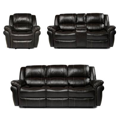 Leather Brown Sofas Living Room, Bennett Black Leather Reclining Sofa With Led Lights