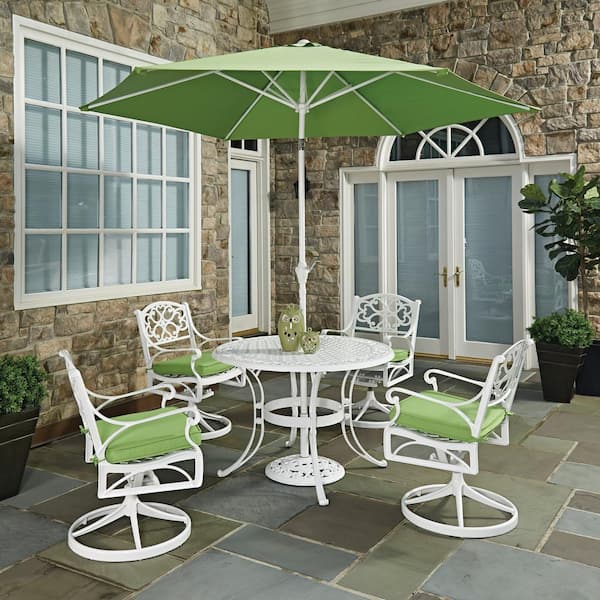 Sanibel White Swivel Rocking Cast Aluminum Outdoor Dining Chair