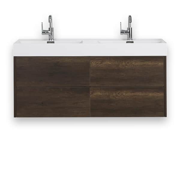 Streamline 47.2 in. W x 19.3 in. H Bath Vanity in Brown with Resin Vanity Top in White with White Basin