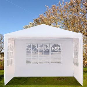 10 ft. x 10 ft. Canopy Party Tent Event Tent Outdoor White Gazebo Party Wedding Tent with 3 Side Walls